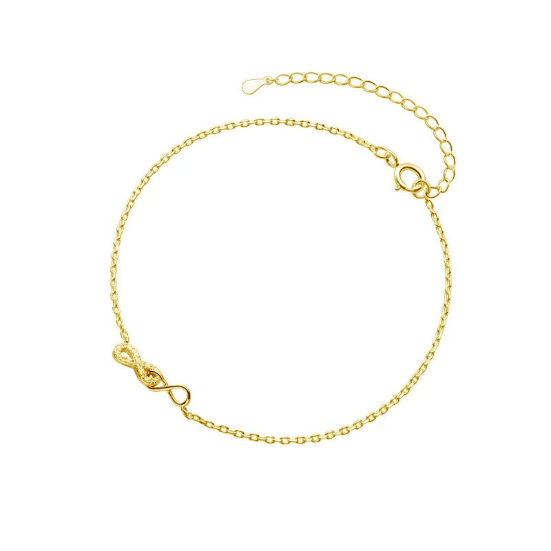 925 Silver Zircon Infinity Anklet Fine Jewelry Minimalist Accessories