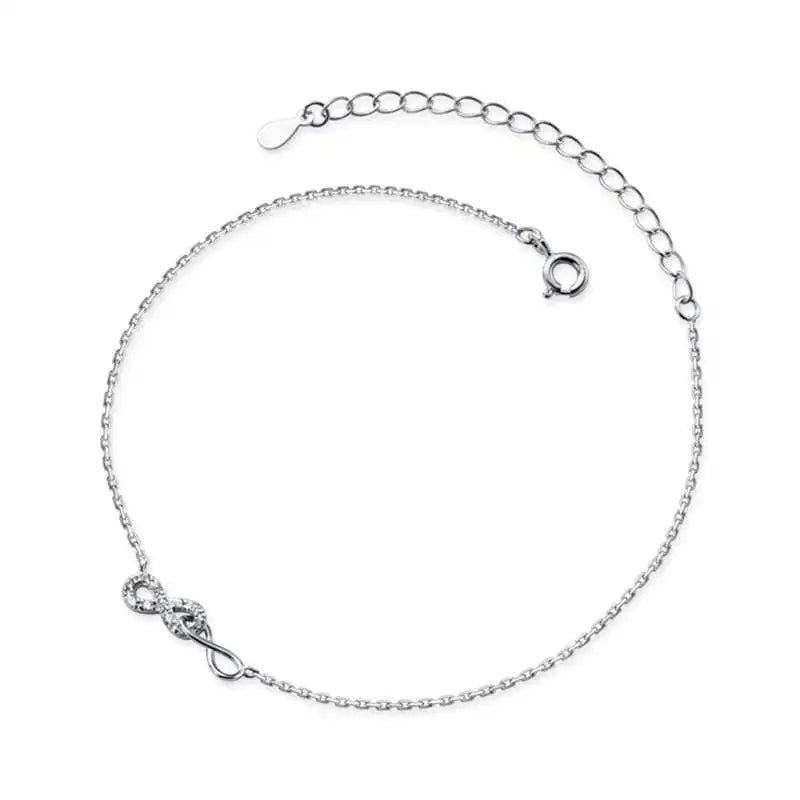 925 Sterling Silver Zircon Infinity Anklet For Women Party Fine Jewelry