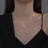 925 Silver Zircon Key Heart Choker Necklace Women Fine Jewelry