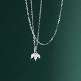 925 Silver Zircon Leaves Choker Necklace Classic Fine Jewelry