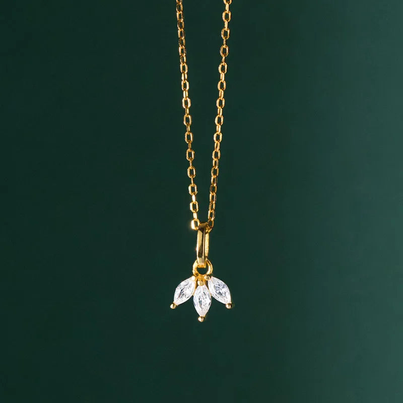 925 Silver Zircon Leaves Choker Necklace Classic Fine Jewelry