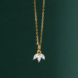 925 Silver Zircon Leaves Choker Necklace Classic Fine Jewelry