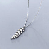 925 Silver Zircon Leaves Pendant Necklace for Women