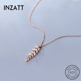 925 Silver Zircon Leaves Pendant Necklace for Women