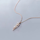 925 Silver Zircon Leaves Pendant Necklace for Women