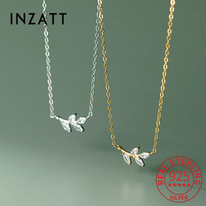 925 Silver Zircon Leaves Choker Necklace Women Fine Jewelry