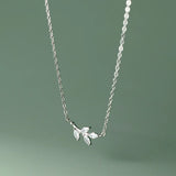 925 Silver Zircon Leaves Choker Necklace Women Fine Jewelry