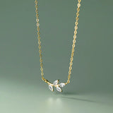 925 Silver Zircon Leaves Choker Necklace Women Fine Jewelry