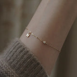 INZATT 925 Silver Zircon Letter Bracelet 14K Gold Women Jewelry