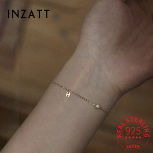 INZATT 925 Silver Zircon Letter Bracelet 14K Gold Women Jewelry