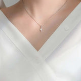925 Silver Zircon Lightning Pendant Choker Necklace for Women