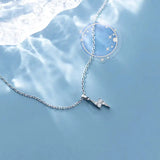 925 Silver Zircon Lightning Pendant Choker Necklace for Women