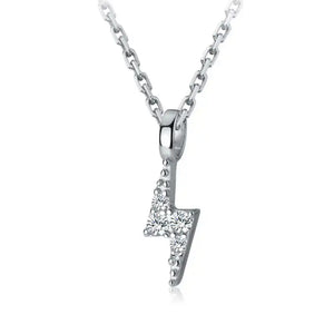 925 Silver Zircon Lightning Pendant Choker Necklace for Women