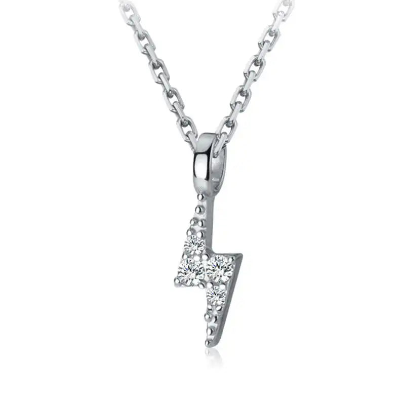 925 Silver Zircon Lightning Pendant Choker Necklace for Women