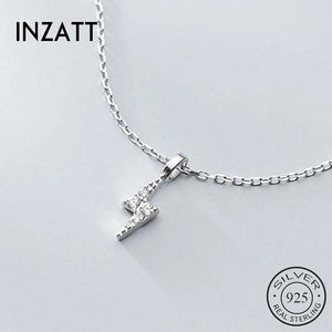 925 Silver Zircon Lightning Pendant Choker Necklace for Women