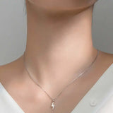 925 Silver Zircon Lightning Pendant Choker Necklace for Women
