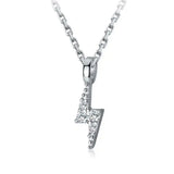 925 Silver Zircon Lightning Pendant Choker Necklace for Women