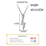 925 Silver Zircon Lightning Pendant Choker Necklace for Women
