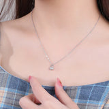 925 Silver Zircon Lock Pendant Necklace For Women