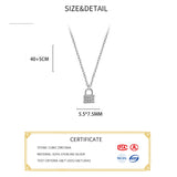 925 Silver Zircon Lock Pendant Necklace For Women
