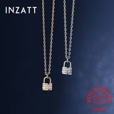 925 Silver Zircon Lock Pendant Necklace For Women