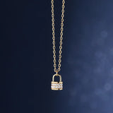 925 Silver Zircon Lock Pendant Necklace For Women