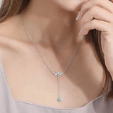 925 Silver Zircon Tassel Pendant Choker Necklace Women Fine Jewelry