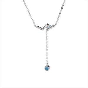 925 Silver Zircon Tassel Pendant Choker Necklace Women Fine Jewelry