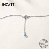 925 Silver Zircon Tassel Pendant Choker Necklace Women Fine Jewelry