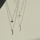 925 Silver Zircon Moon Choker Necklace for Women