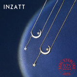 925 Silver Zircon Moon Star Tassel Choker Necklace Women