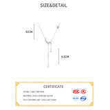 925 Silver Zircon Moon Star Tassel Choker Necklace for Women
