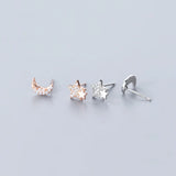 925 Silver Moon Stud Earrings Zircon Women's Jewelry Gift