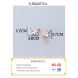 925 Silver Moon Stud Earrings Zircon Women's Jewelry Gift