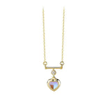 925 Silver Zircon Moonstone Opal Heart Pendant Necklace Women