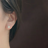925 Silver Zircon Opal Heart Stud Earrings for Women