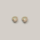925 Silver Zircon Opal Heart Stud Earrings for Women