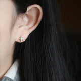 925 Silver Zircon Opal Star Stud Earrings For Women