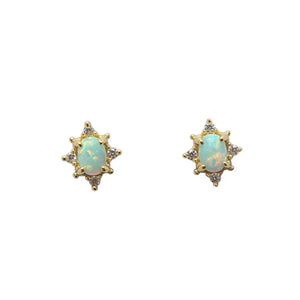925 Silver Zircon Opal Star Stud Earrings For Women