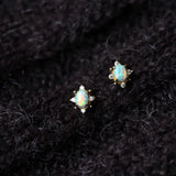 925 Silver Zircon Opal Star Stud Earrings For Women