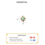 925 Silver Zircon Opal Star Stud Earrings For Women
