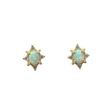 925 Silver Zircon Opal Star Stud Earrings For Women