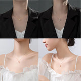 925 Silver Zircon Pearl Heart Choker Necklace Women Jewelry Bohemian Accessory