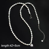 925 Silver Zircon Pearl Heart Choker Necklace Women Jewelry Bohemian Accessory