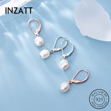 925 Silver Zircon Pearl Tassel Cross Stud Earrings Bohemian Style