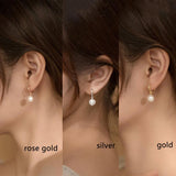 925 Silver Zircon Pearl Tassel Cross Stud Earrings Bohemian Style