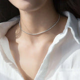 925 Silver Zircon Pendant Choker Necklace Women's Boho Jewelry