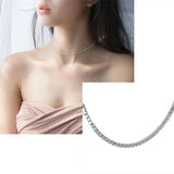925 Silver Zircon Pendant Choker Necklace Women's Boho Jewelry