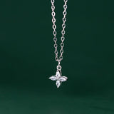 925 Silver Zircon Plant Chain Choker Necklace Classic Jewelry