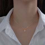 925 Silver Zircon Plant Chain Choker Necklace Classic Jewelry